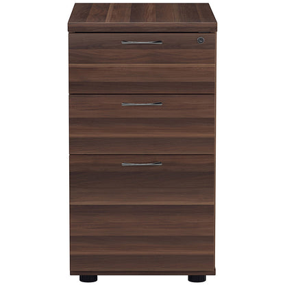 Jemini 3 Drawer Desk High Pedestal, 600mm Deep, Walnut