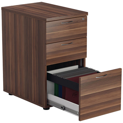 Jemini 3 Drawer Desk High Pedestal, 600mm Deep, Walnut