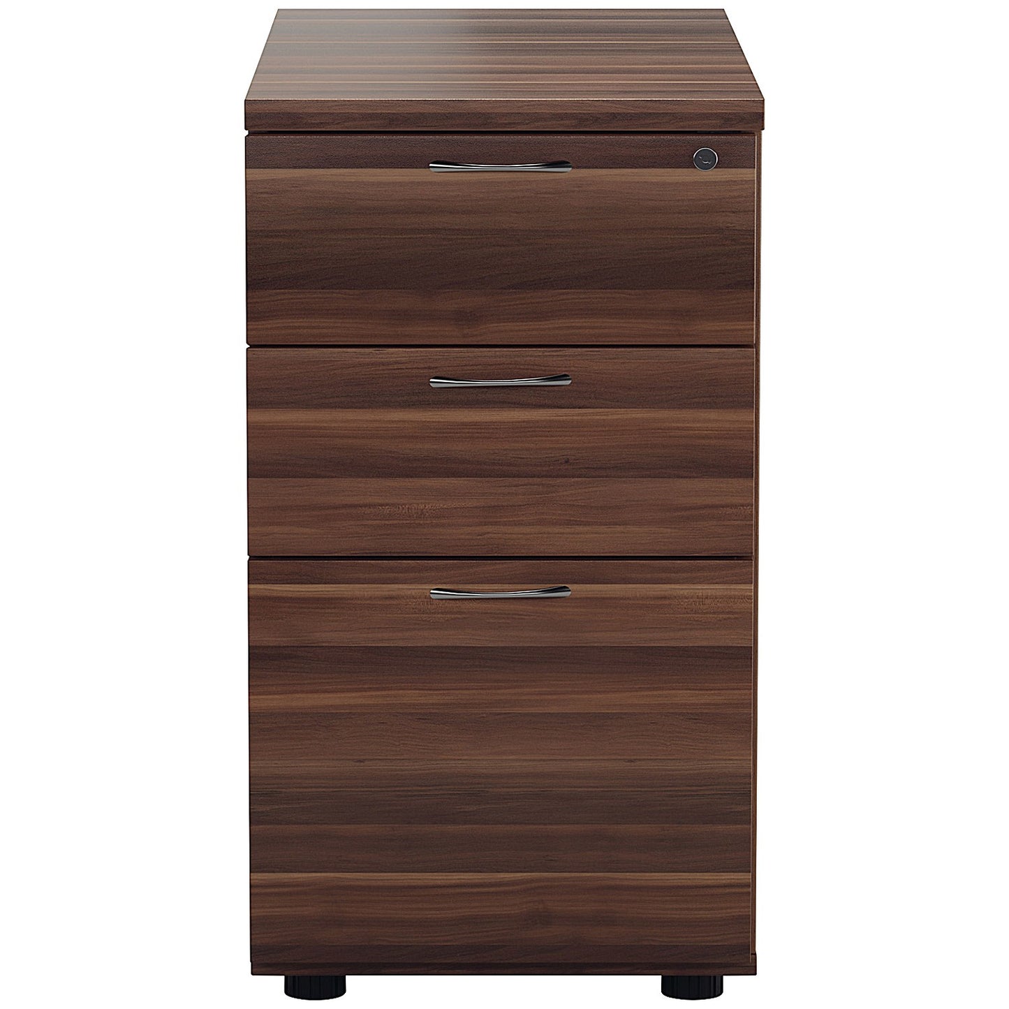 Jemini 3 Drawer Desk High Pedestal, 800mm Deep, Walnut