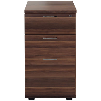 Jemini 3 Drawer Desk High Pedestal, 800mm Deep, Walnut