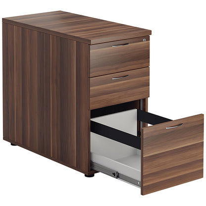 Jemini 3 Drawer Desk High Pedestal, 800mm Deep, Walnut