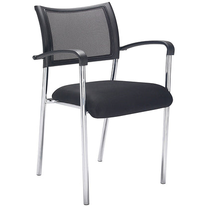 Jemini Jupiter Mesh Back Conference Chair with Arms, Black/Chrome