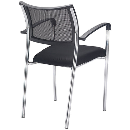 Jemini Jupiter Mesh Back Conference Chair with Arms, Black/Chrome