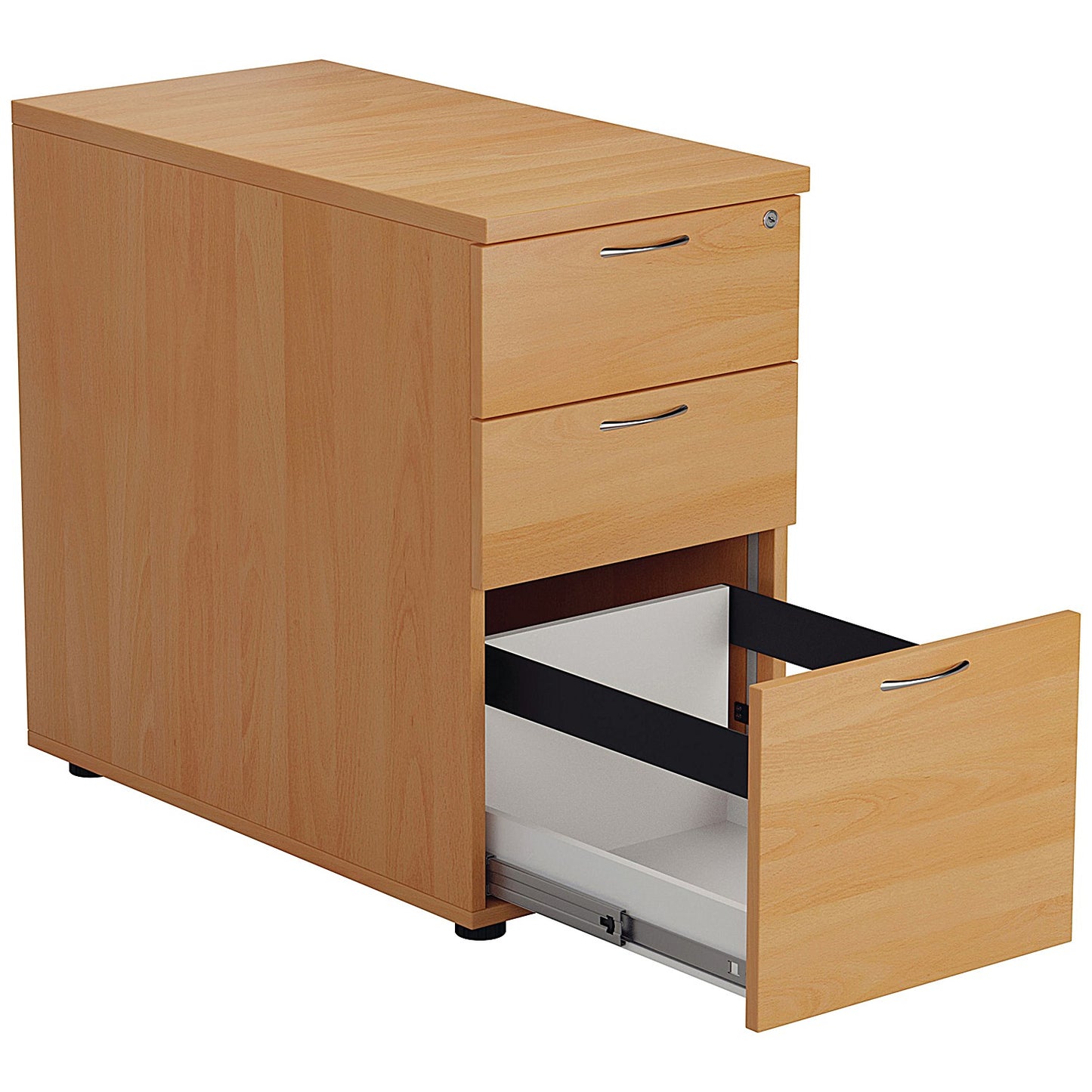 First 3 Drawer Desk High Pedestal, 800mm Deep, Beech