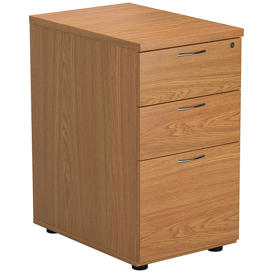 First 3 Drawer Desk High Pedestal, 800mm Deep, Oak