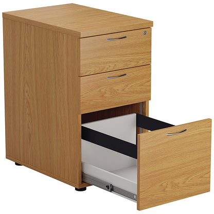 First 3 Drawer Desk High Pedestal, 800mm Deep, Oak