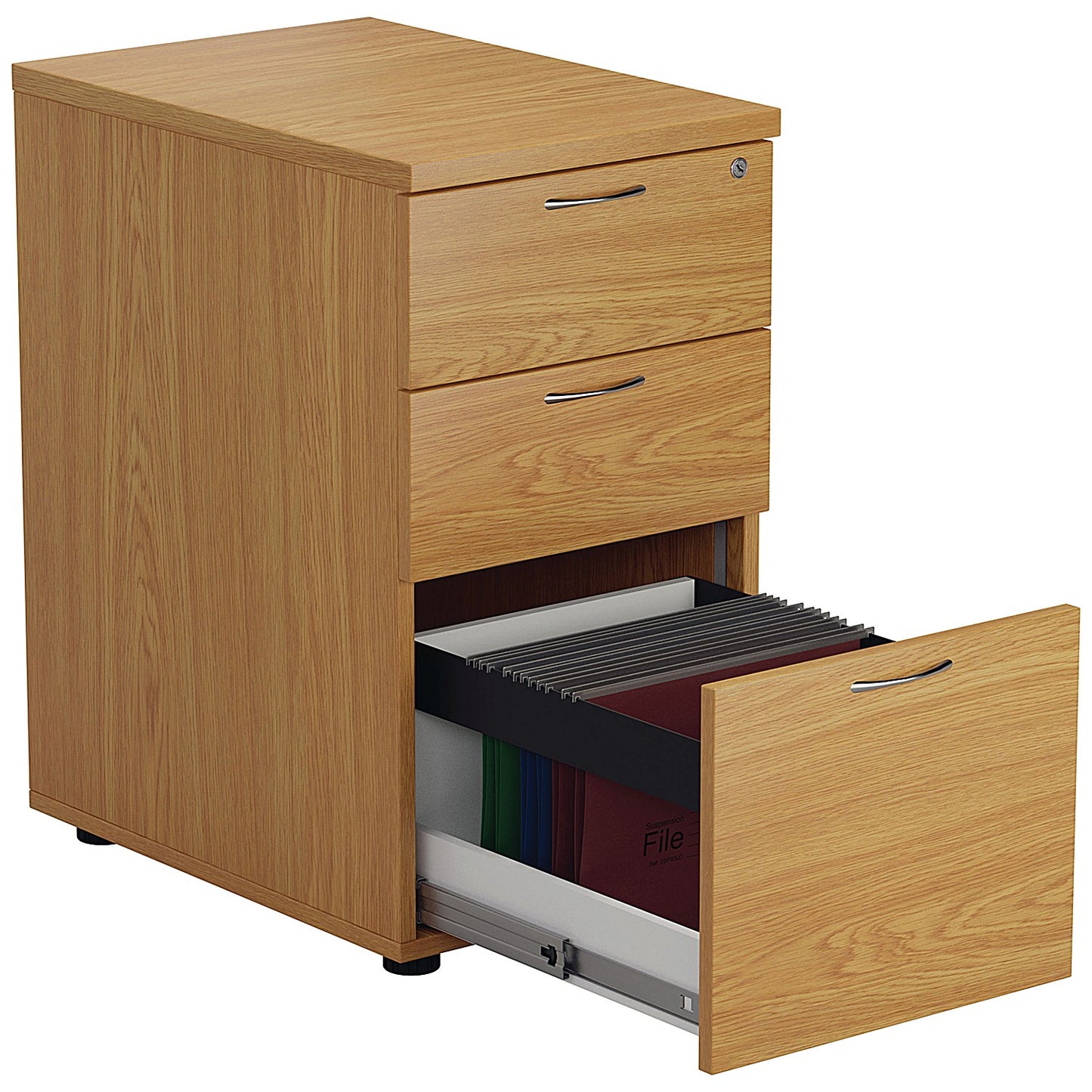 First 3 Drawer Desk High Pedestal, 800mm Deep, Oak