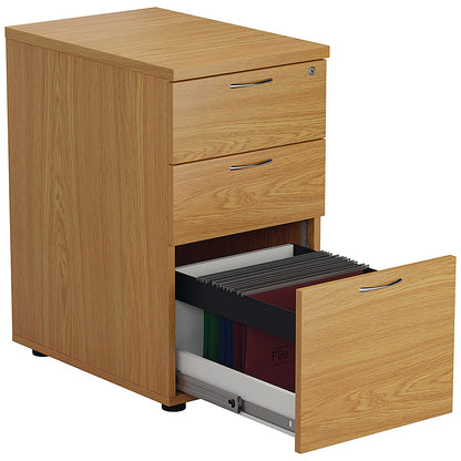 First 3 Drawer Desk High Pedestal, 800mm Deep, Oak