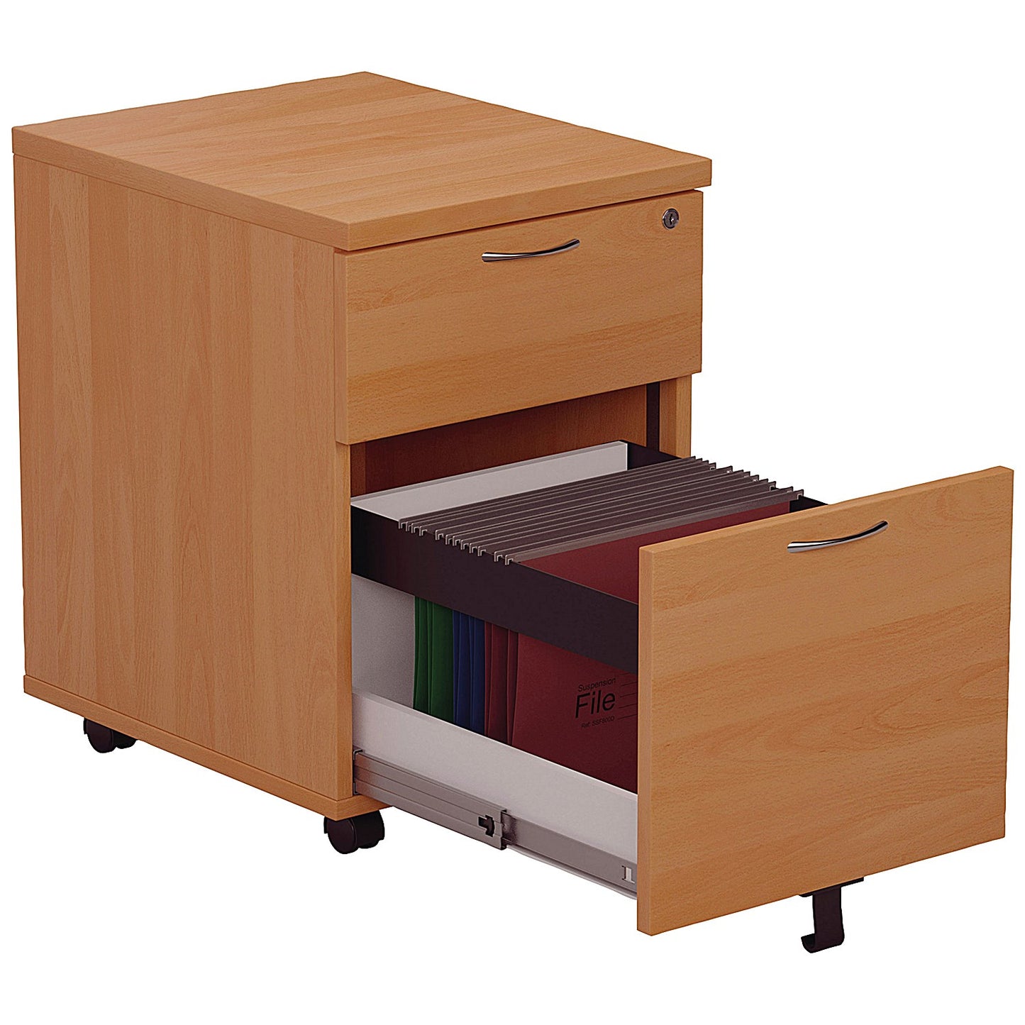 First 2 Drawer Mobile Pedestal, Beech
