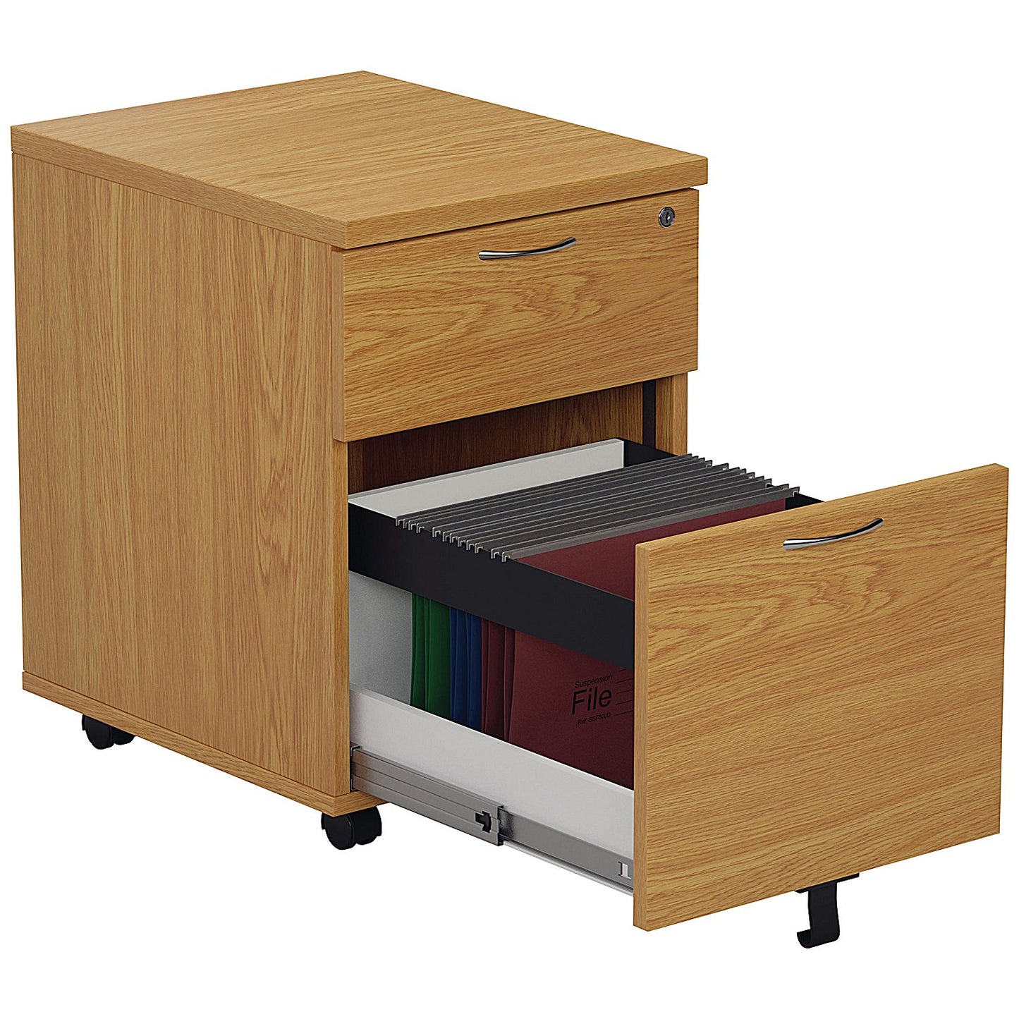 First 2 Drawer Mobile Pedestal, Oak
