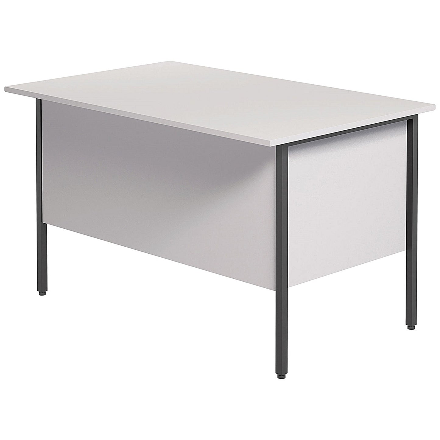 Serrion 1200mm Rectangular Desk, Silver Straight Legs, White