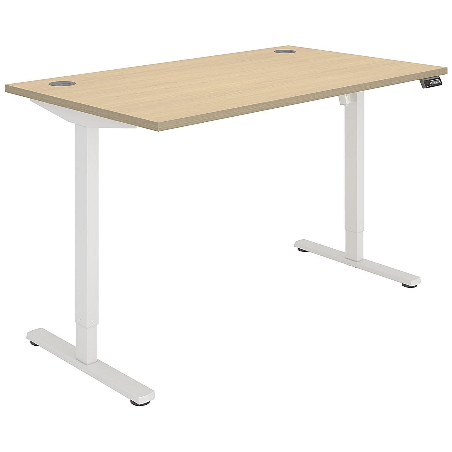 Astin Economy Sit-Stand Desk, White Leg, 1400mm, Oak Top