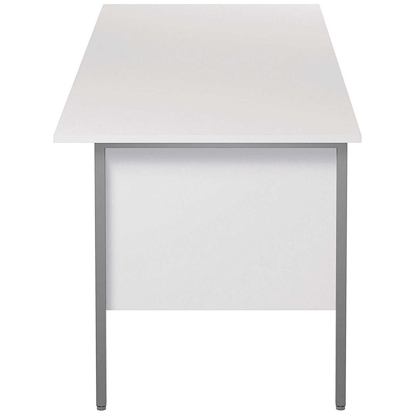 Serrion 1800mm Rectangular Desk, Silver Straight Legs, White