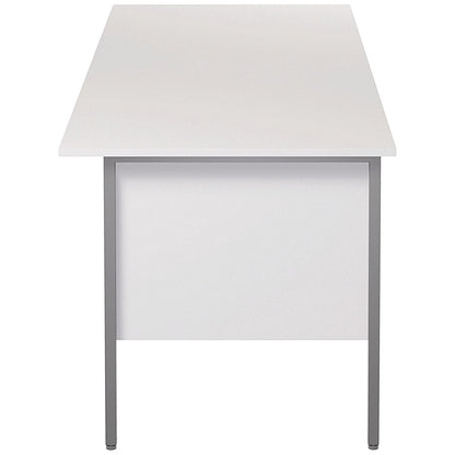 Serrion 1800mm Rectangular Desk, Silver Straight Legs, White