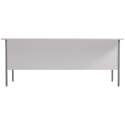 Serrion 1800mm Rectangular Desk, Silver Straight Legs, White