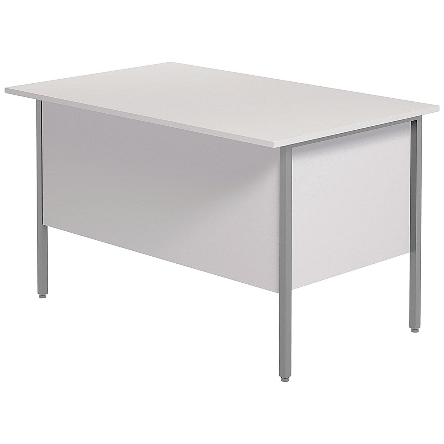 Serrion 1200mm Rectangular Desk with attached 2-Drawer Pedestals, Silver Straight Legs, White