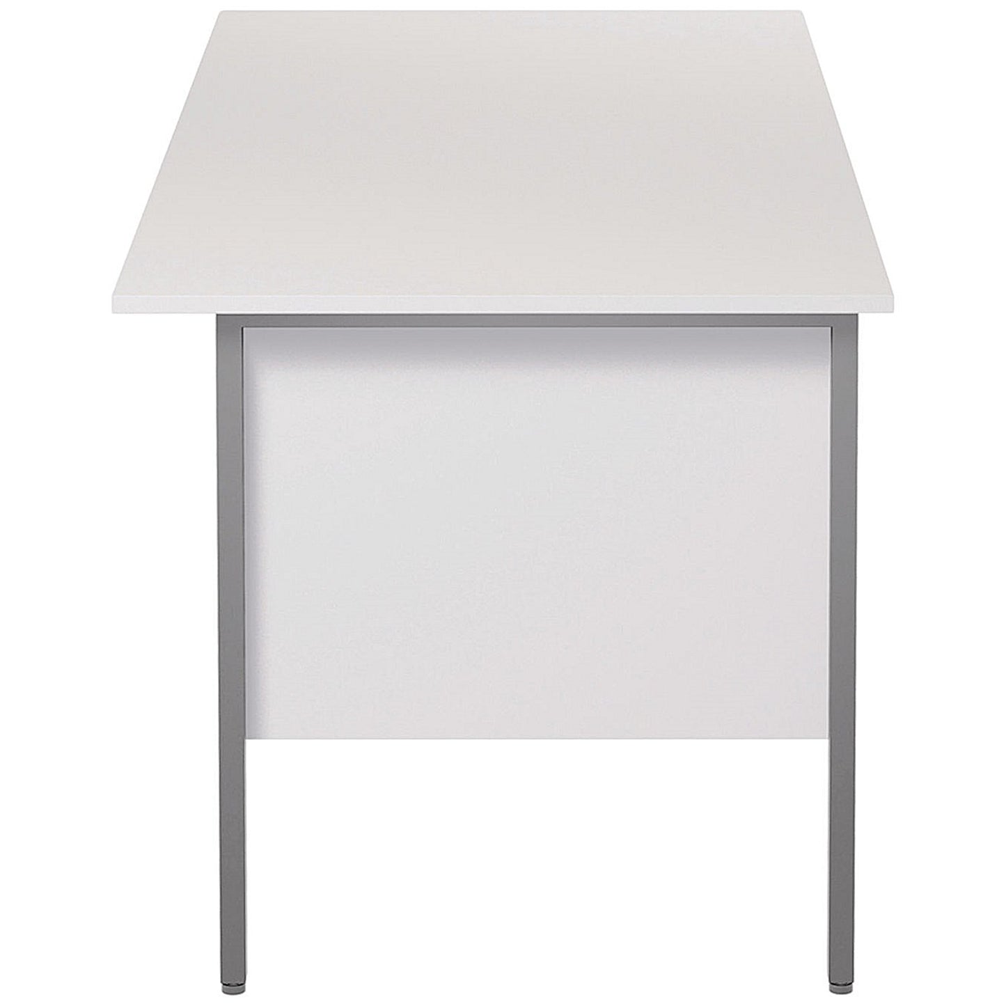 Serrion 1500mm Rectangular Desk with attached 2-Drawer Pedestals, Silver Straight Legs, White