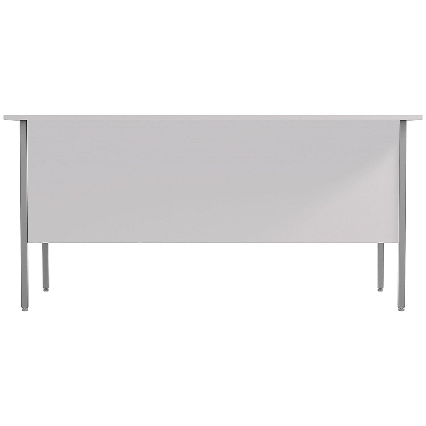 Serrion 1500mm Rectangular Desk with attached 2-Drawer Pedestals, Silver Straight Legs, White