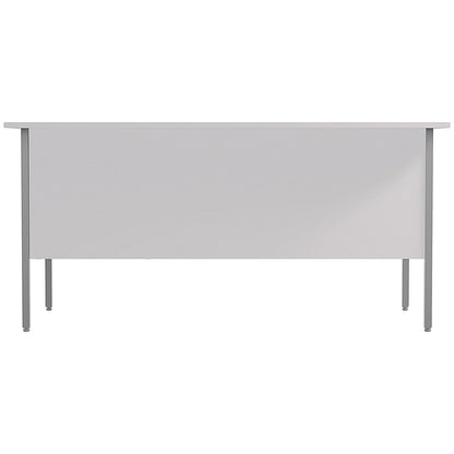 Serrion 1500mm Rectangular Desk with attached 2-Drawer Pedestals, Silver Straight Legs, White