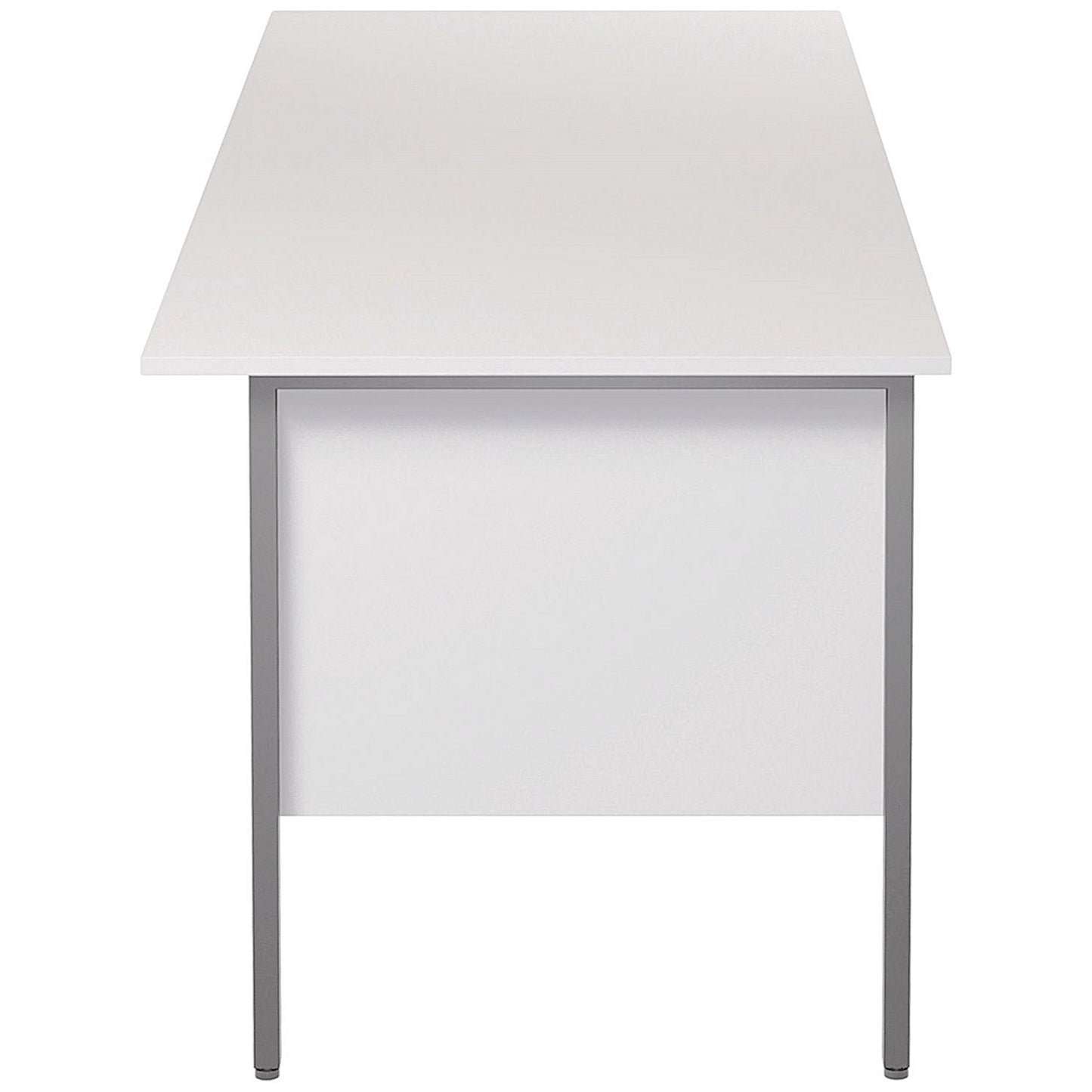 Serrion 1800mm Rectangular Desk with attached 2-Drawer Pedestals, Silver Straight Legs, White