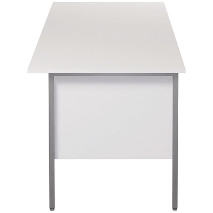 Serrion 1800mm Rectangular Desk with attached 2-Drawer Pedestals, Silver Straight Legs, White