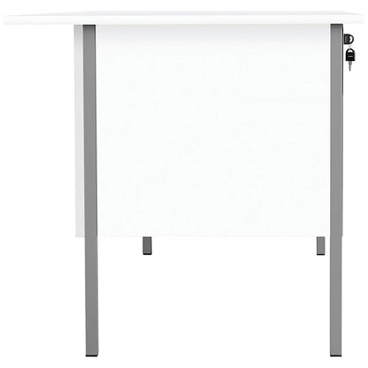 Serrion 1800mm Rectangular Desk with attached 3-Drawer Pedestals, Silver Straight Legs, White