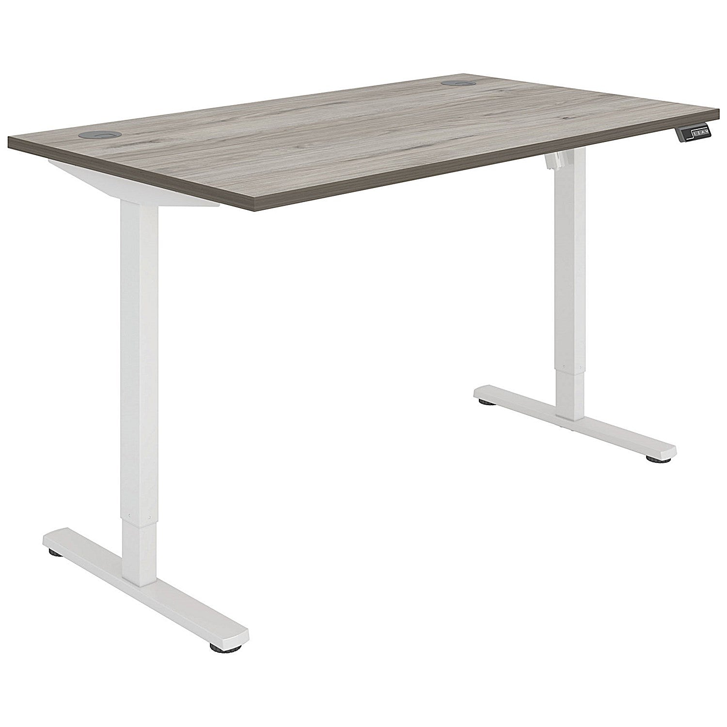 Polaris Single Motor Sit-Stand Desk, White Leg, 1400mm, Grey Oak Top Easy2Order : KF800091