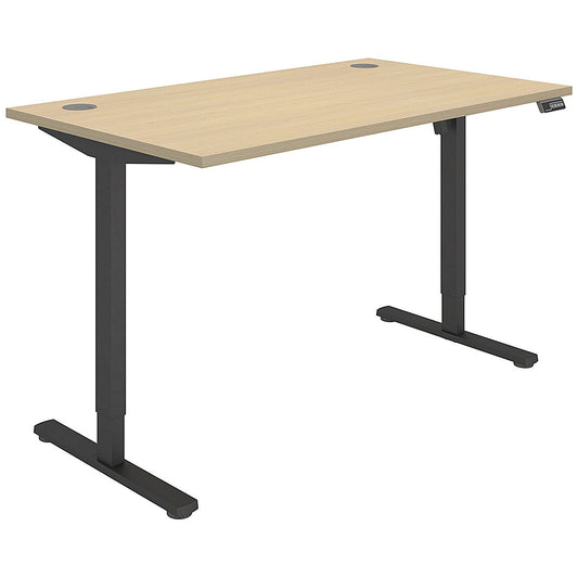 Polaris Single Motor Sit-Stand Desk, Black Leg, 1400mm, Oak Top Easy2Order : KF800092