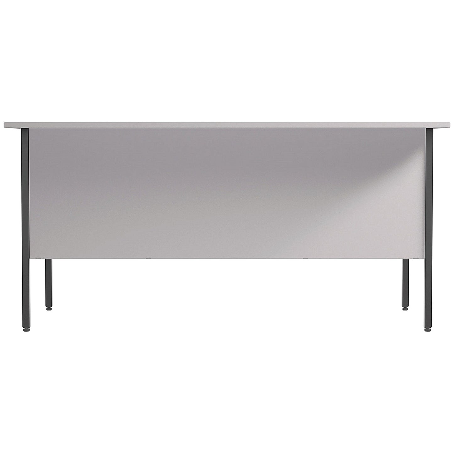 Serrion 1500mm Rectangular Desk with 2 attached Pedestals, Silver Straight Legs, White