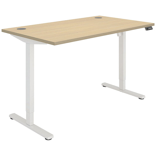 Polaris Single Motor Sit-Stand Desk, White Leg, 1400mm, Oak Top Easy2Order : KF800094