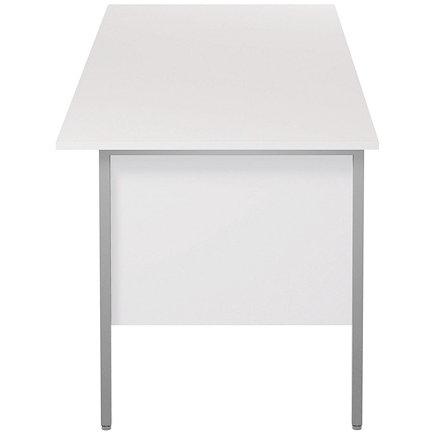 Serrion 1800mm Rectangular Desk with 2 attached Pedestals, Silver Straight Legs, White