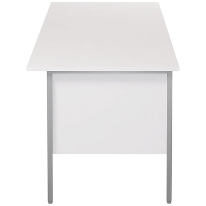 Serrion 1800mm Rectangular Desk with 2 attached Pedestals, Silver Straight Legs, White