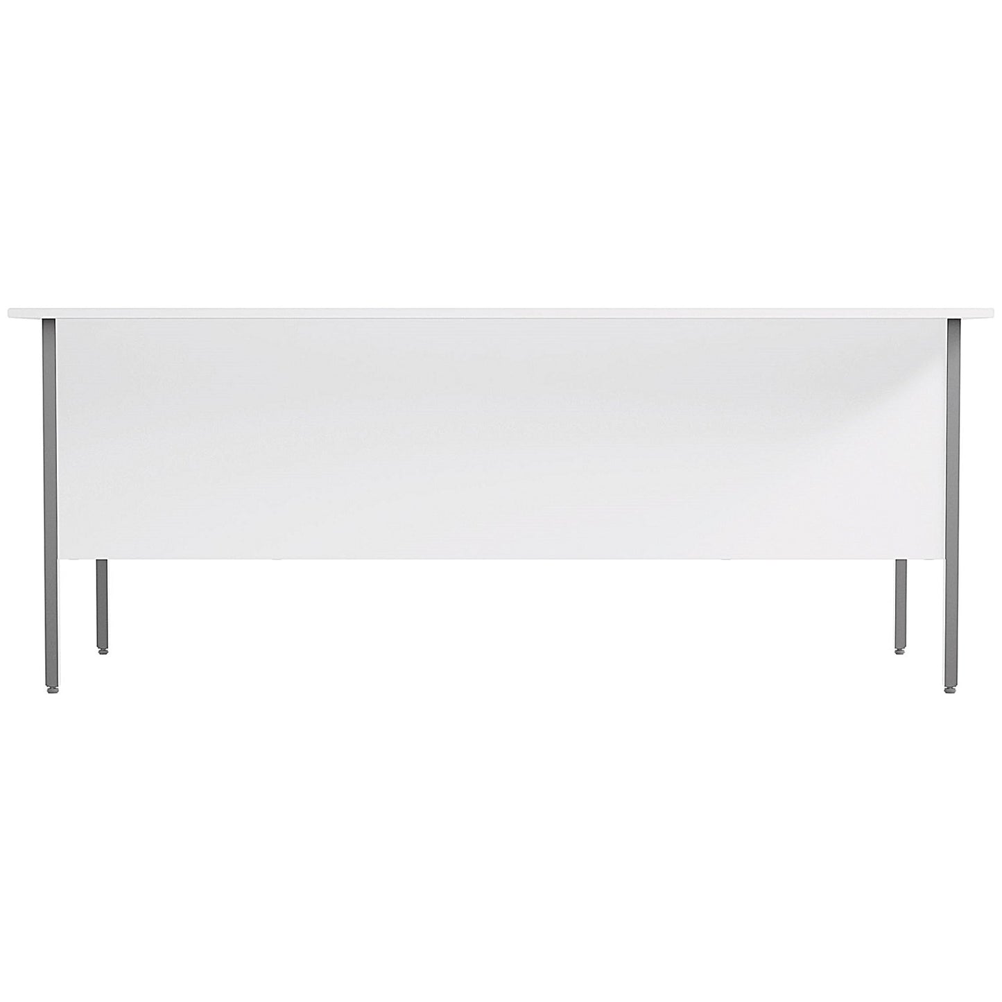 Serrion 1800mm Rectangular Desk with 2 attached Pedestals, Silver Straight Legs, White