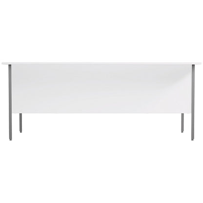 Serrion 1800mm Rectangular Desk with 2 attached Pedestals, Silver Straight Legs, White