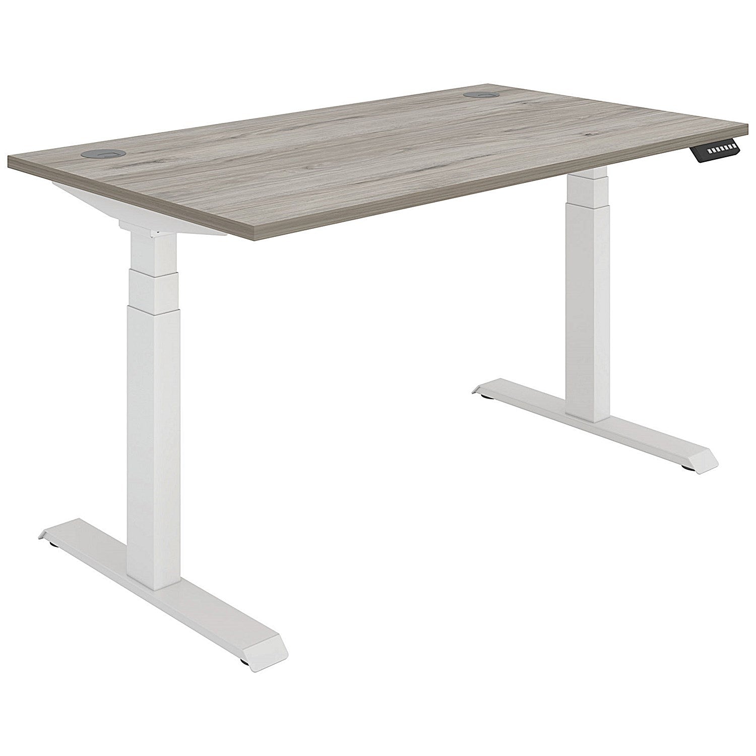Polaris Dual Motor Sit-Stand Desk, White Leg, 1400mm, Grey Oak Top Easy2Order : KF800115
