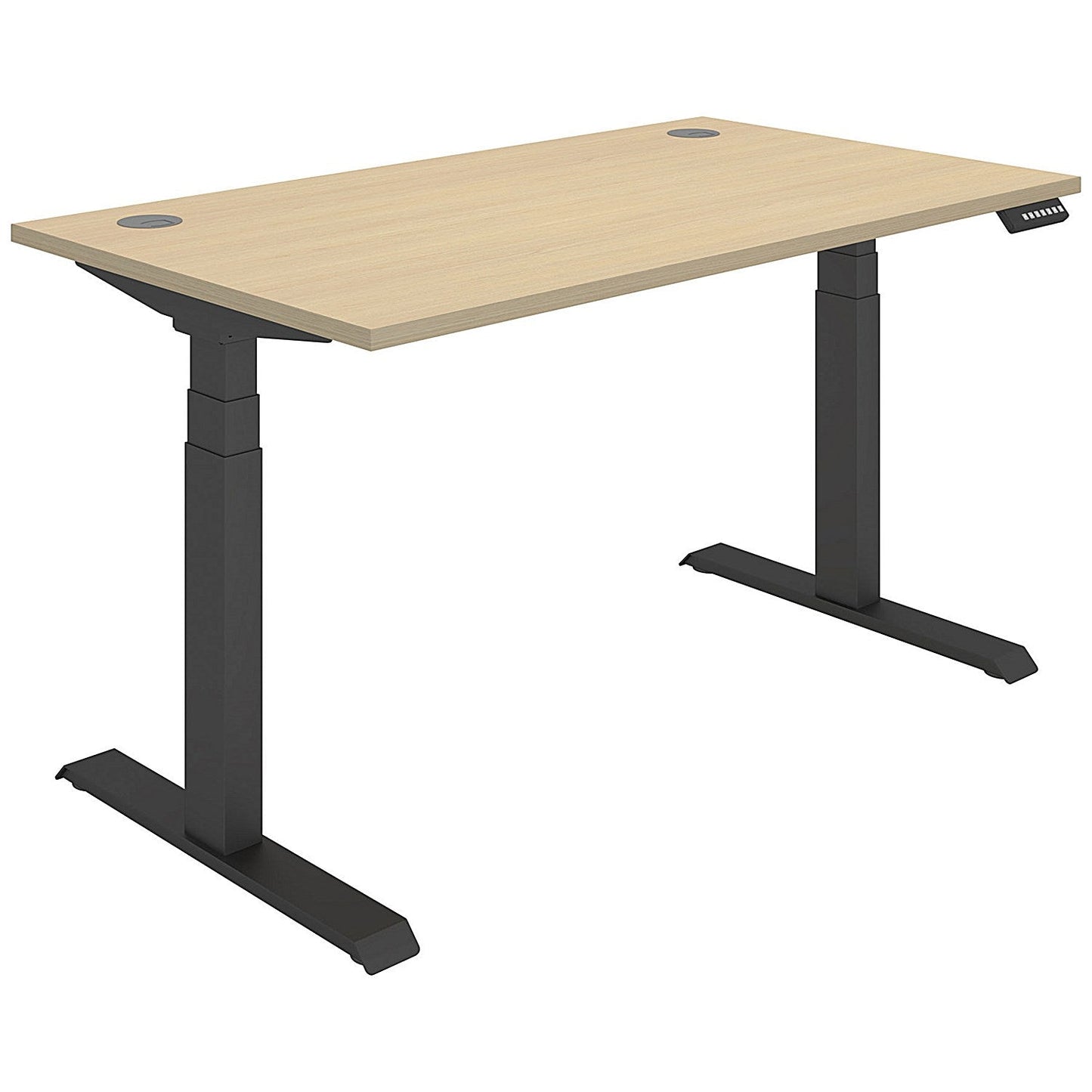 Polaris Dual Motor Sit-Stand Desk, Black Leg, 1400mm, Oak Top Easy2Order : KF800116