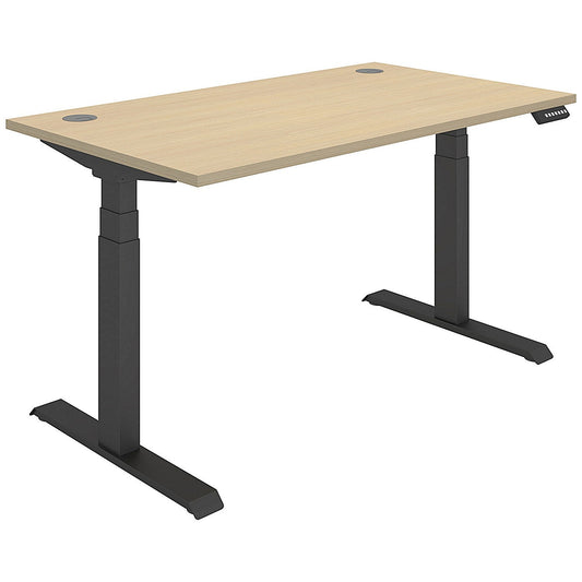 Polaris Dual Motor Sit-Stand Desk, Black Leg, 1400mm, Oak Top Easy2Order : KF800116