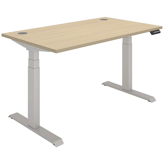 Polaris Dual Motor Sit-Stand Desk, Silver Leg, 1400mm, Oak Top Easy2Order : KF800117