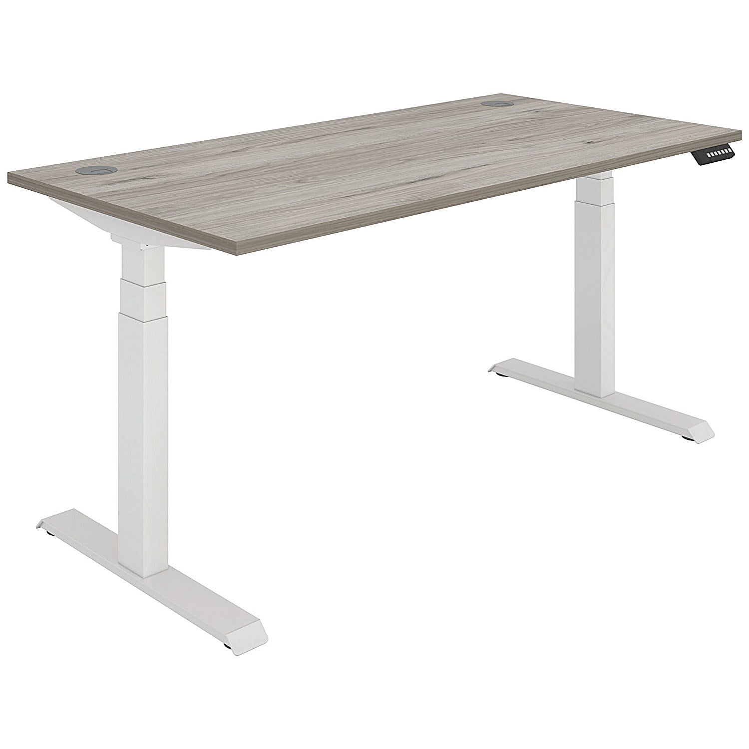 Polaris Dual Motor Sit-Stand Desk, White Leg, 1600mm, Grey Oak Top Easy2Order : KF800127