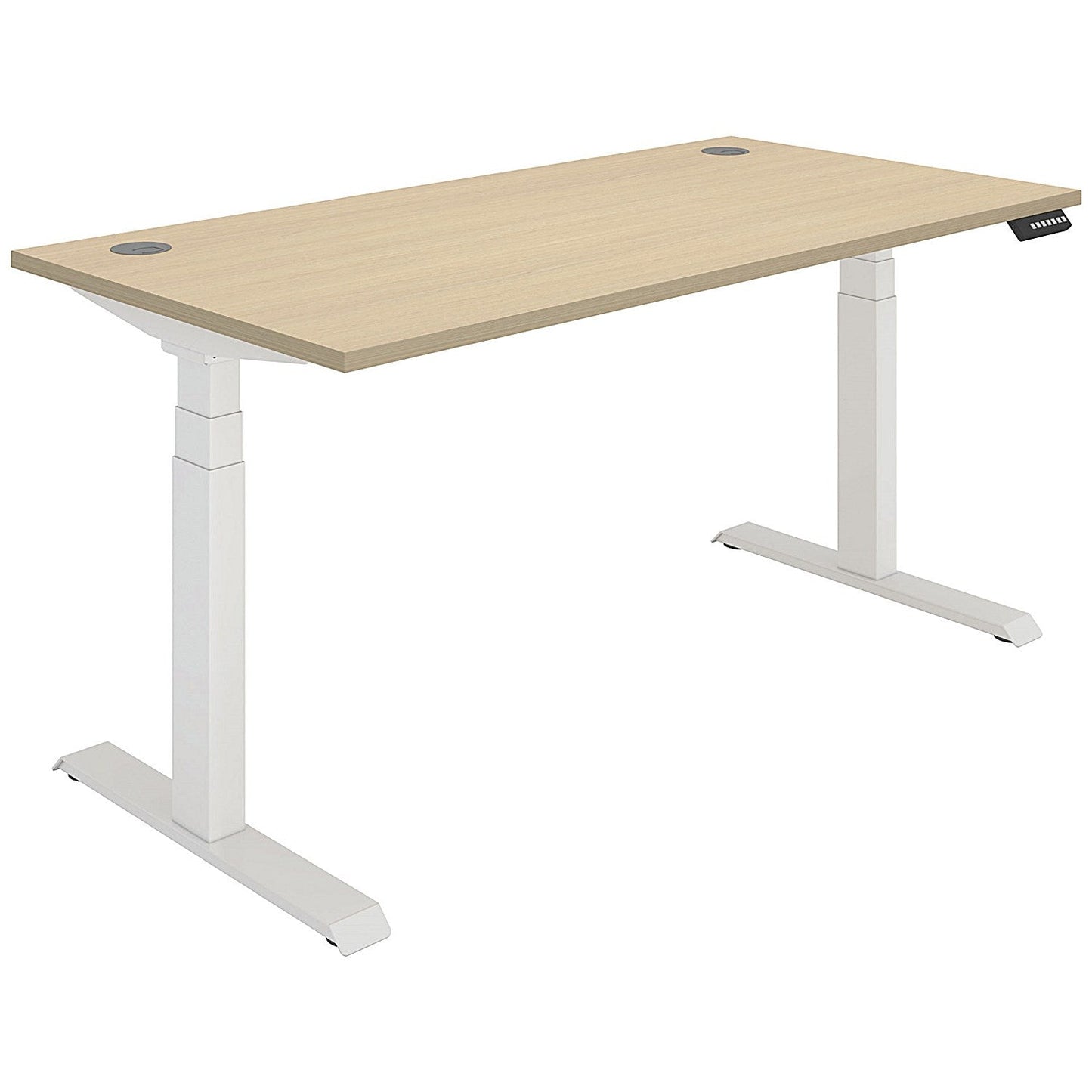 Polaris Dual Motor Sit-Stand Desk, White Leg, 1600mm, Oak Top Easy2Order : KF800130