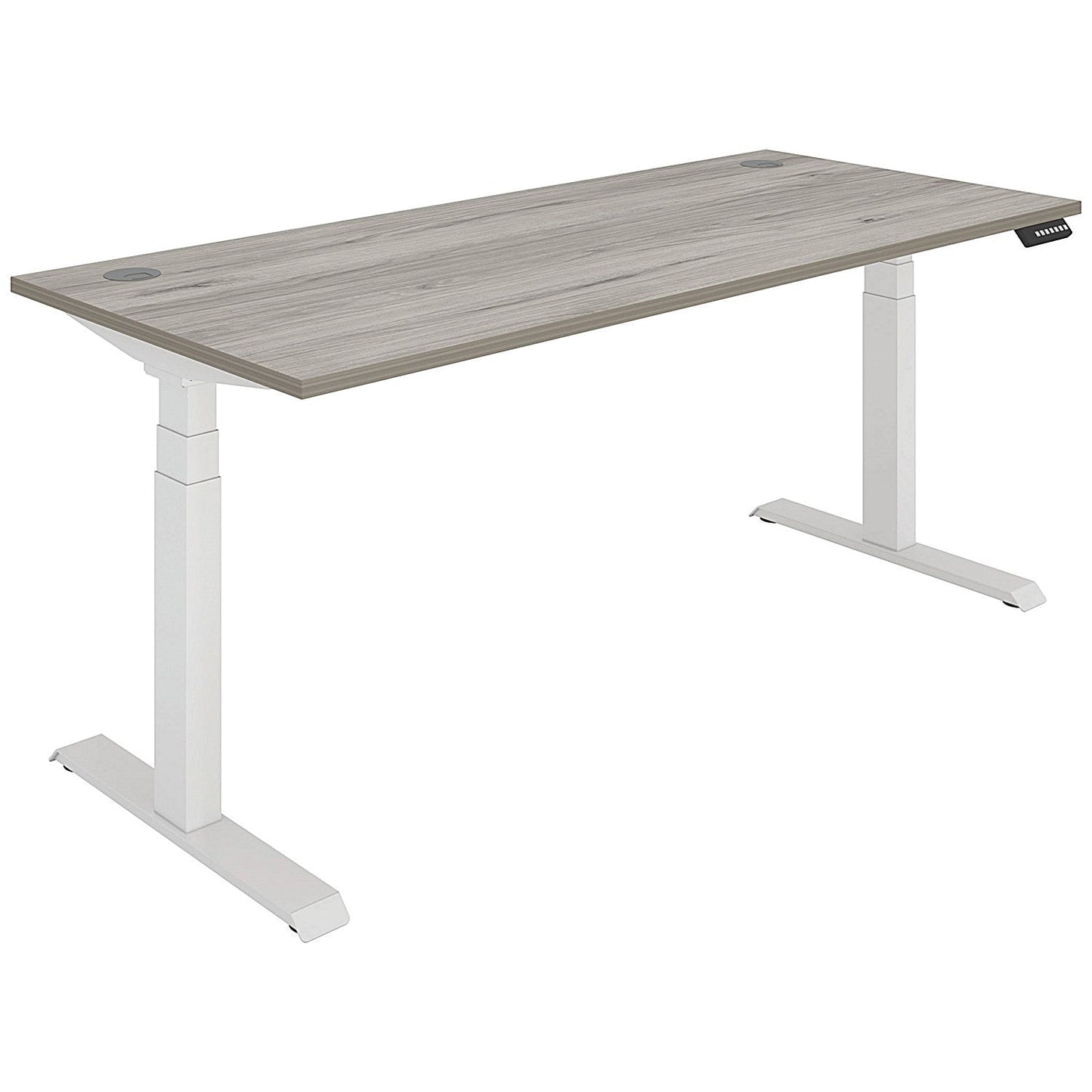 Polaris Dual Motor Sit-Stand Desk, White Leg, 1800mm, Grey Oak Top Easy2Order : KF800139