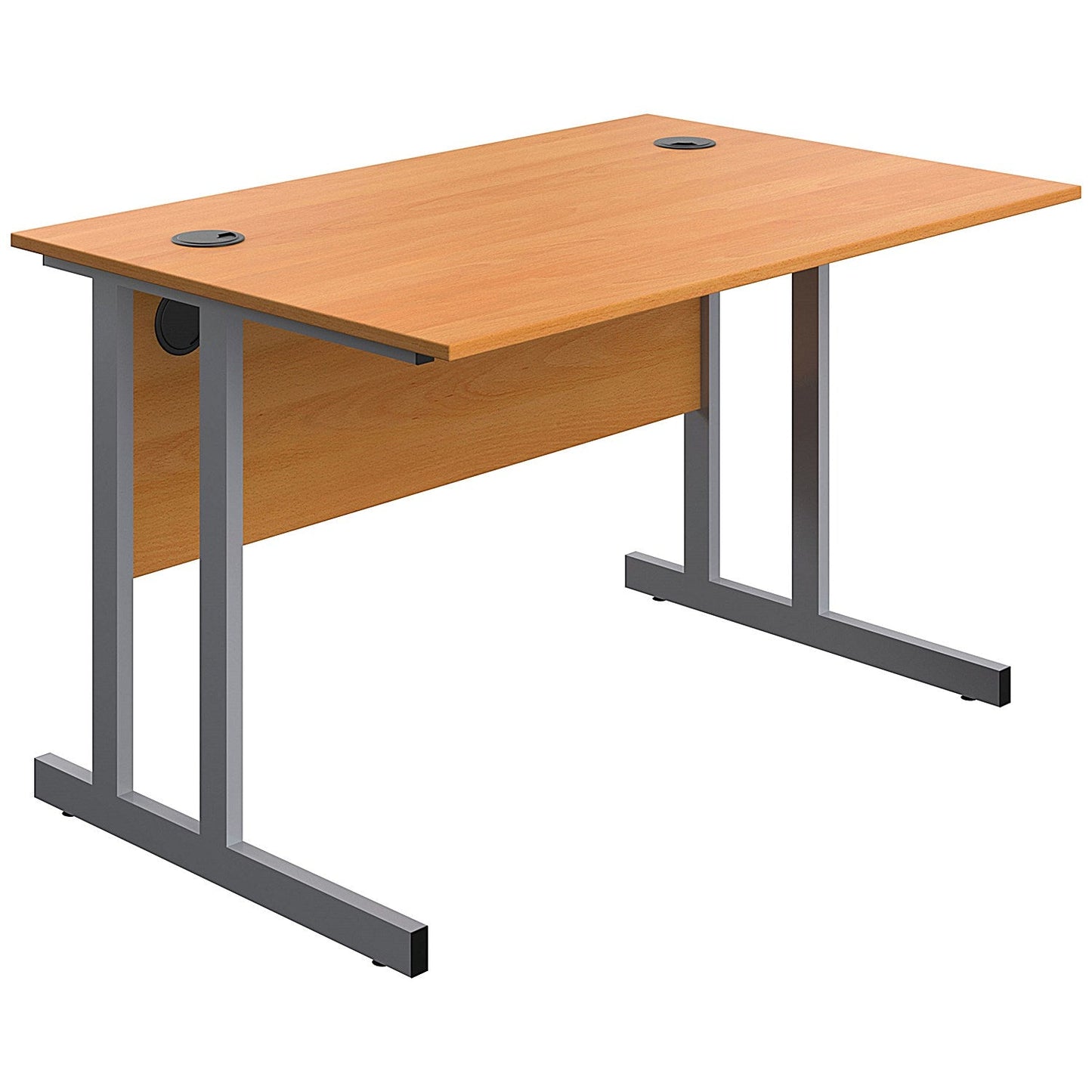Serrion 1200mm Rectangular Desk, Silver Double Cantilever Legs, Beech Easy2Order : KF800227