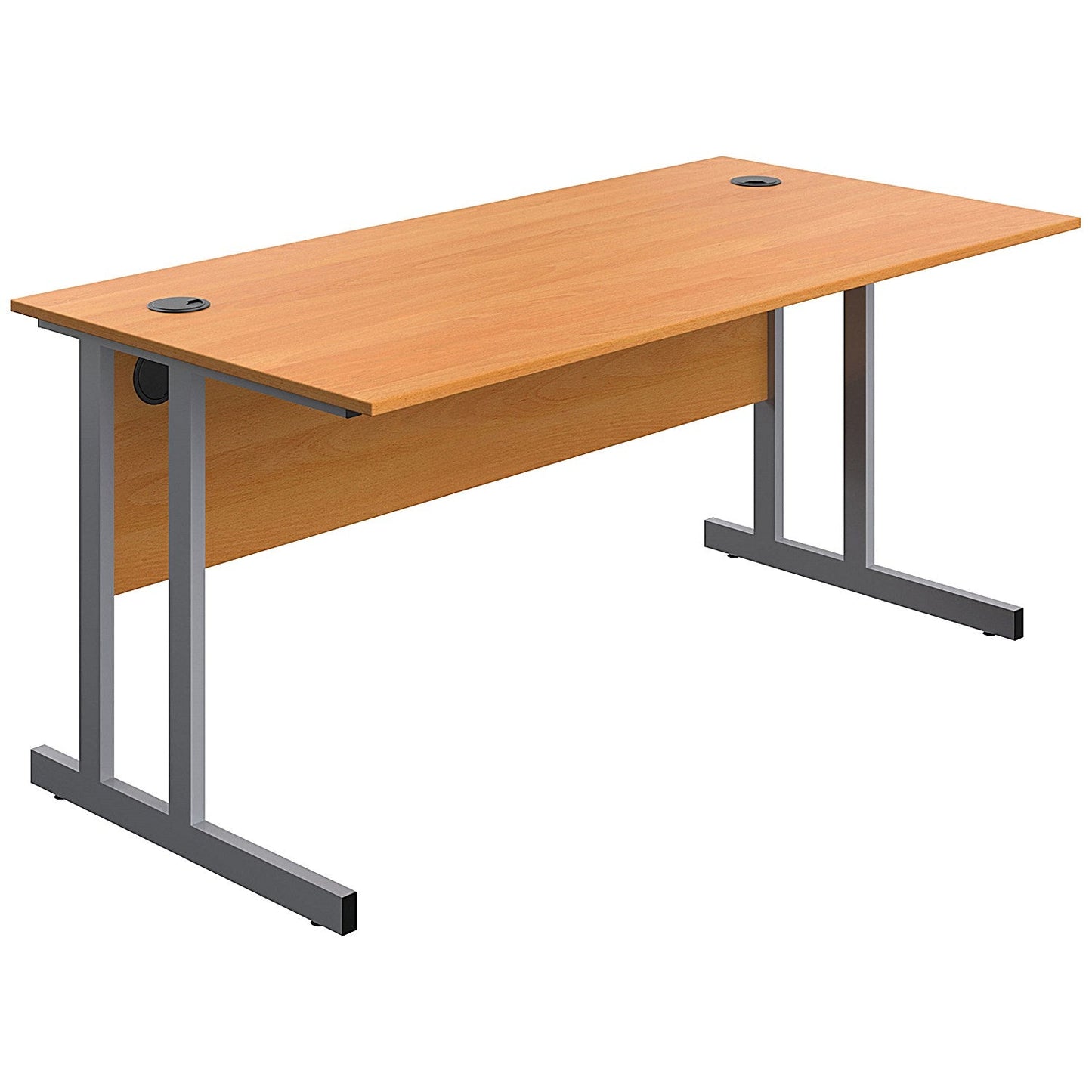 Serrion 1600mm Rectangular Desk, Silver Double Cantilever Legs, Beech Easy2Order : KF800229