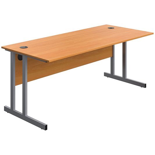 Serrion 1800mm Rectangular Desk, Silver Double Cantilever Legs, Beech Easy2Order : KF800230