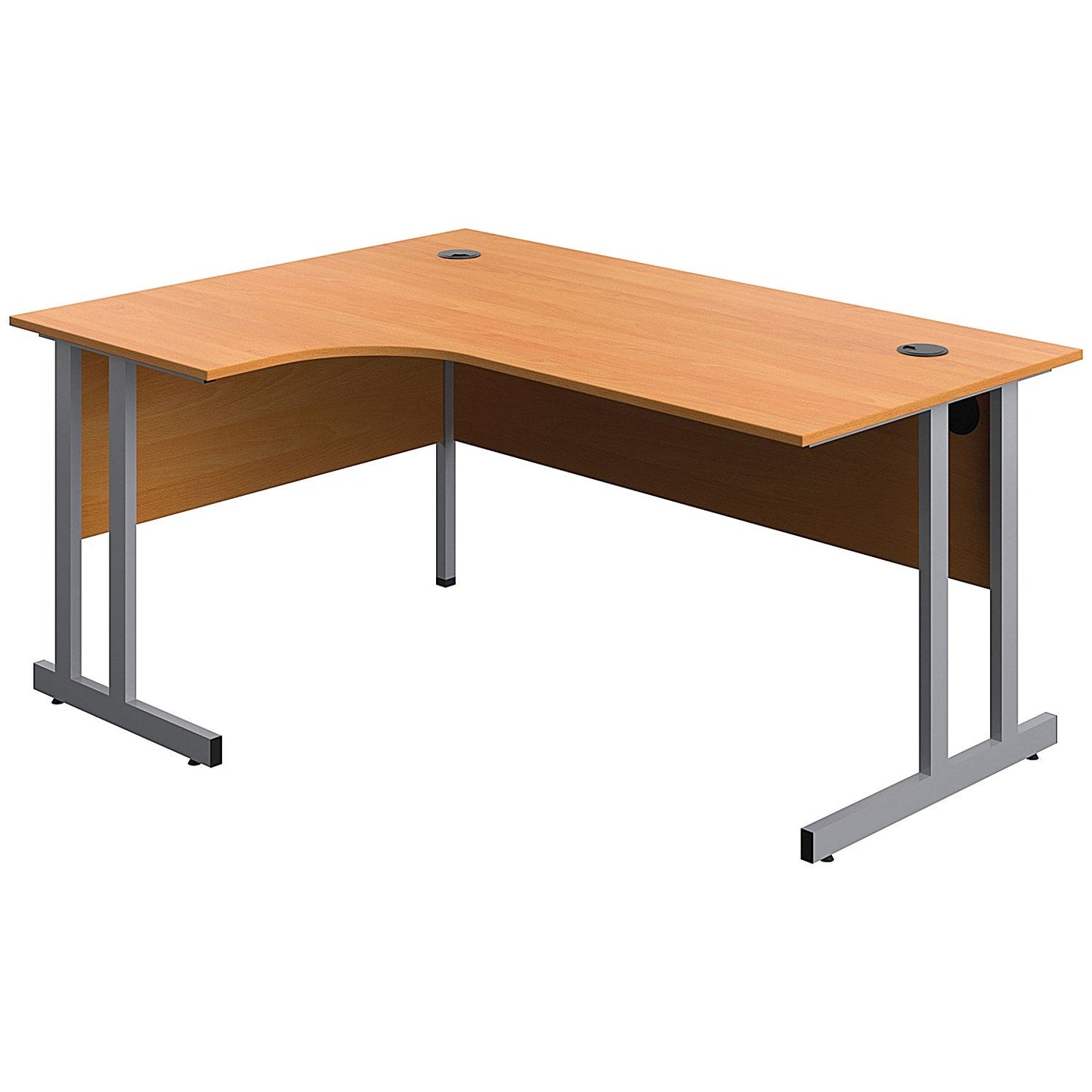 Serrion 1600mm Corner Desk, Left Hand, Silver Cantilever Legs, Beech Easy2Order : KF800231