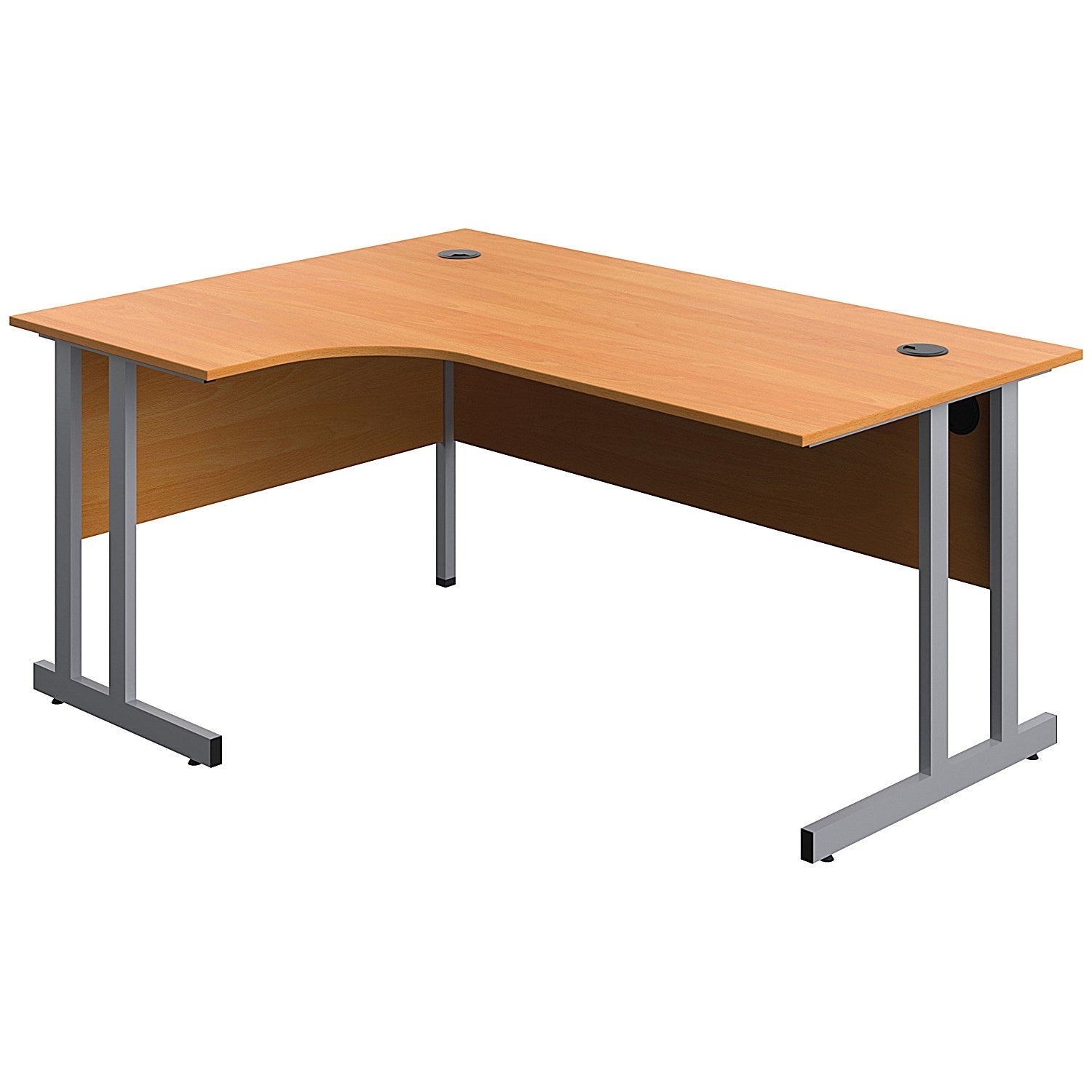 Serrion 1600mm Corner Desk, Left Hand, Silver Cantilever Legs, Beech Easy2Order : KF800231