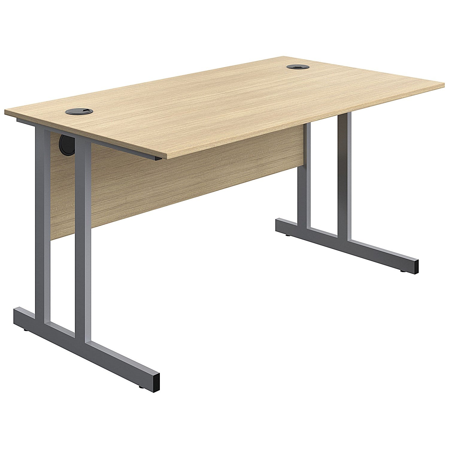 Serrion 1400mm Rectangular Desk, Silver Double Cantilever Legs, Oak Easy2Order : KF800253