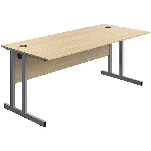 Serrion 1800mm Rectangular Desk, Silver Double Cantilever Legs, Oak Easy2Order : KF800255