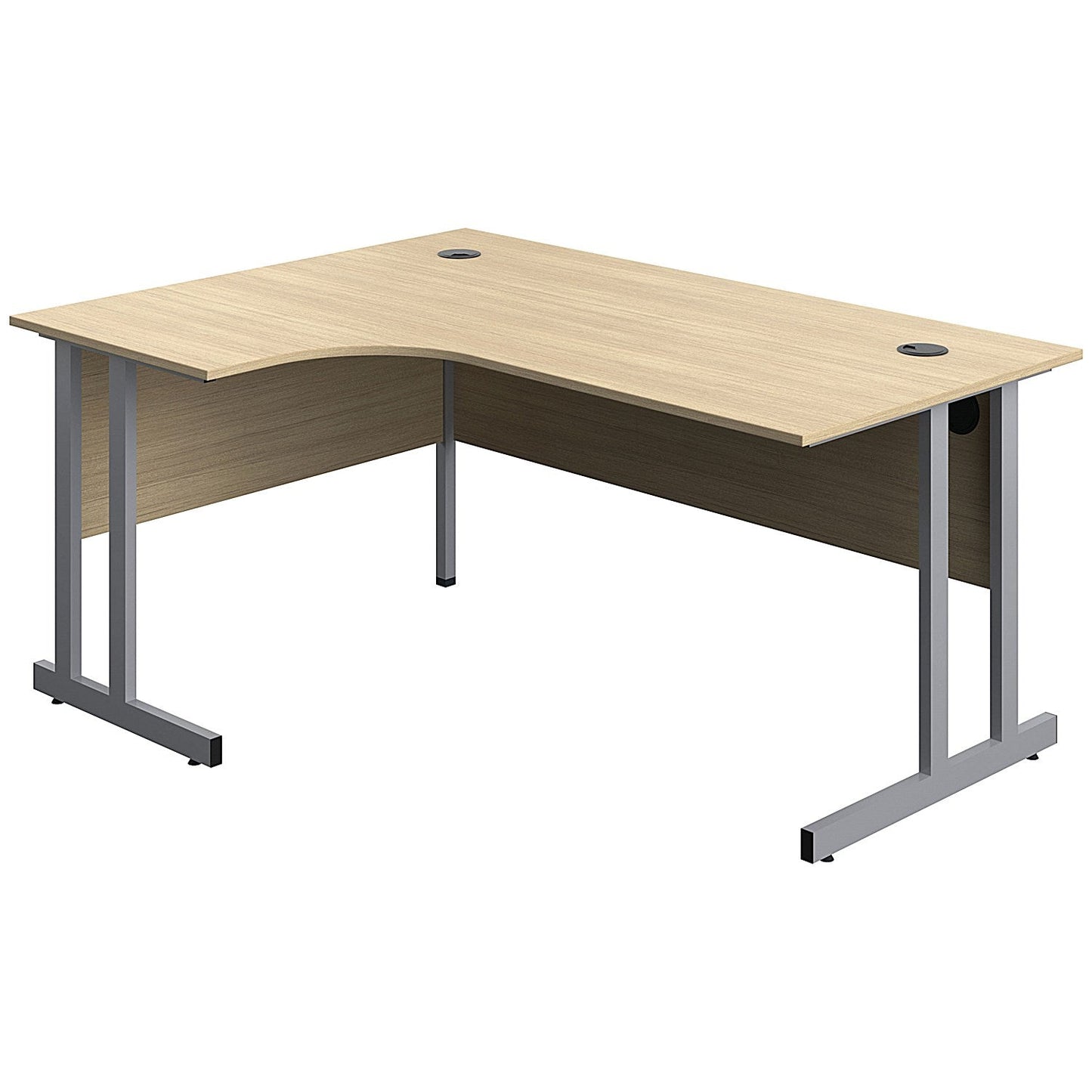 Serrion 1600mm Corner Desk, Left Hand, Silver Cantilever Legs, Oak Easy2Order : KF800256