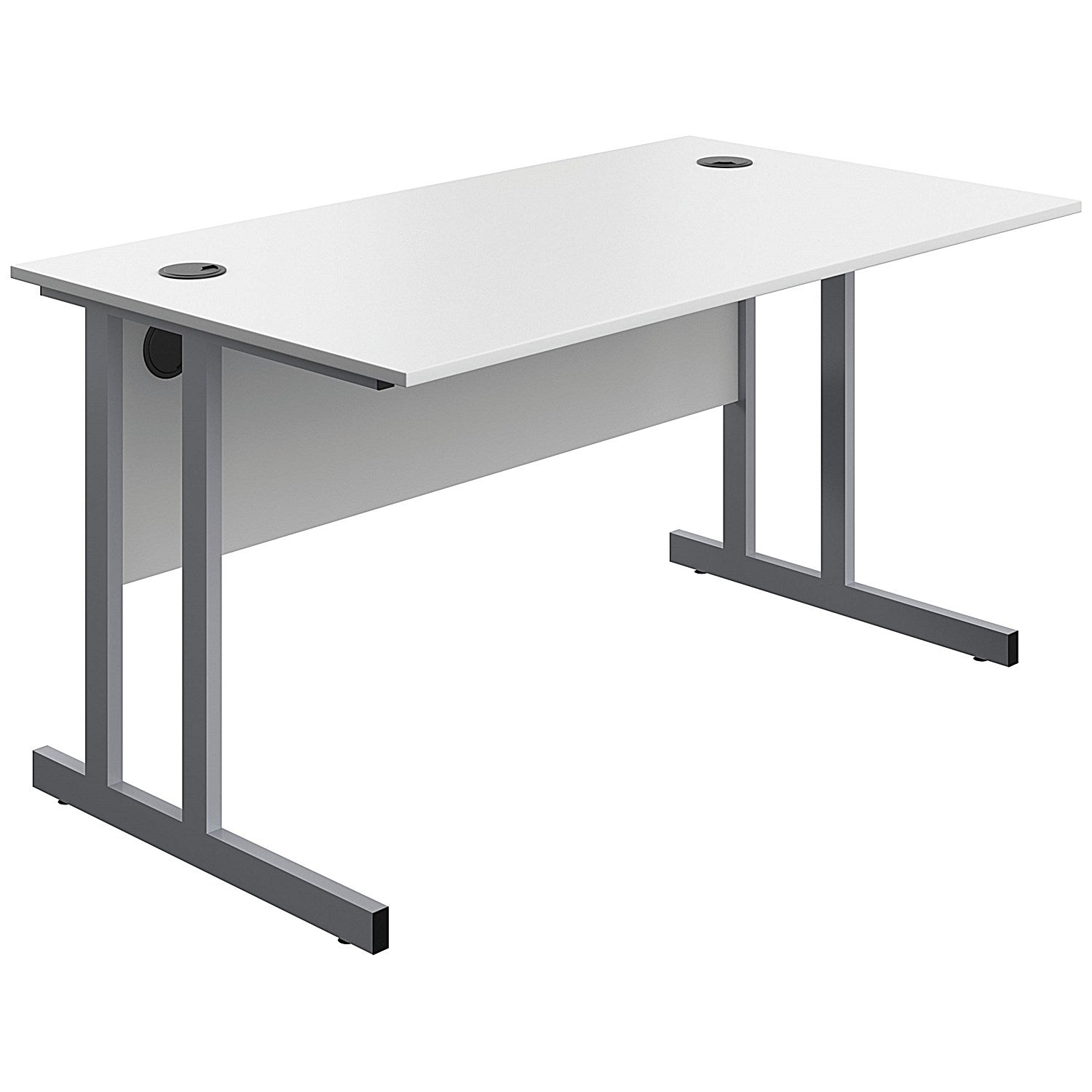 Serrion 1400mm Rectangular Desk, Silver Double Cantilever Legs, White Easy2Order : KF800274